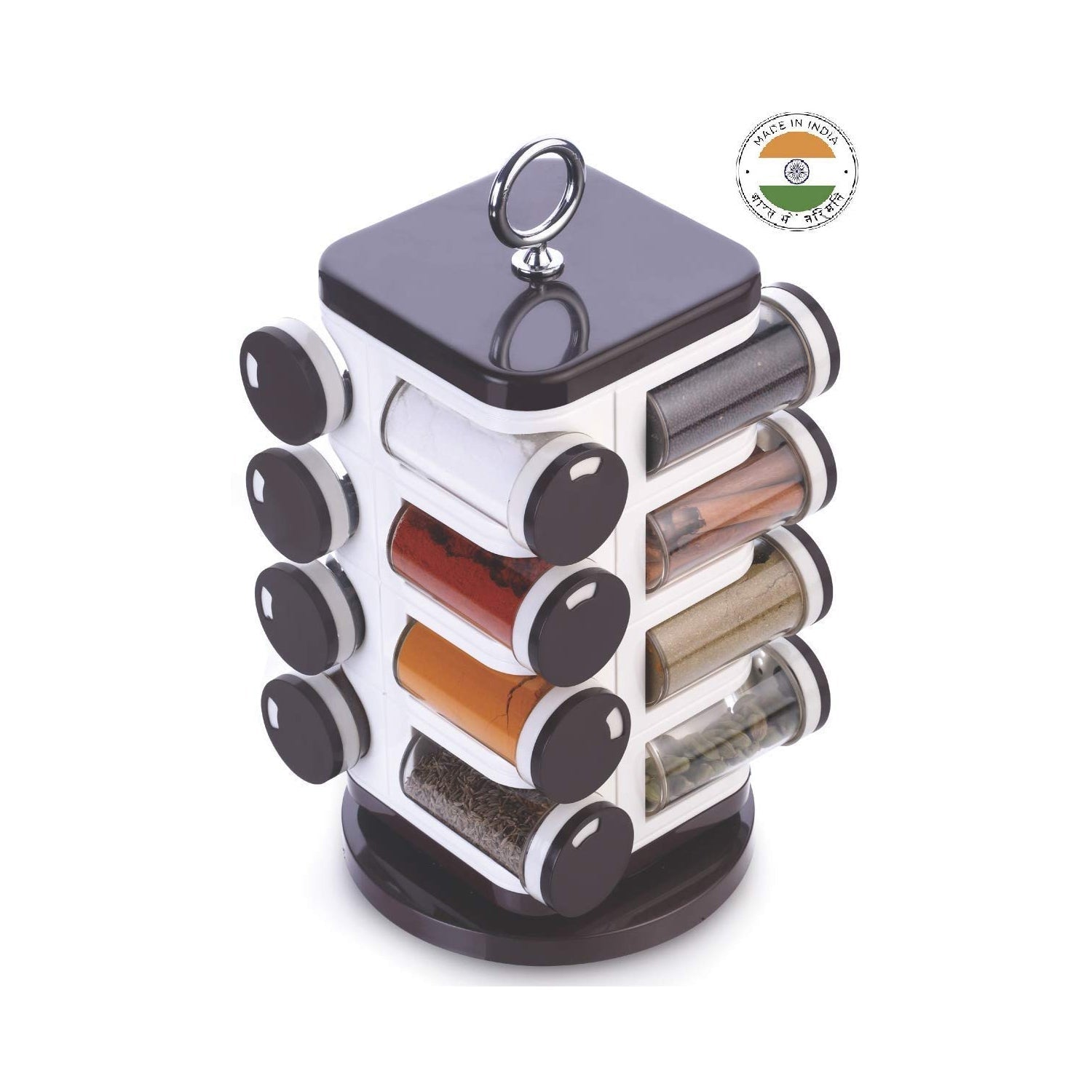 8119 Ganesh Multipurpose Revolving Spice Rack With 16 Pcs Dispenser each 100 ml Plastic Spice ABS Material 1 Piece Spice Set 1 Piece Spice Set (Plastic) DeoDap 8119 Ganesh Multipurpose Revolving Spice Rack With 16 Pcs Dispenser each 100 ml Plastic Spice ABS Material 1 Piece Spice Set 1 Piece Spice Set (Plastic) DeoDap